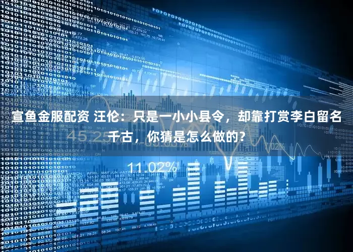 宣鱼金服配资 汪伦：只是一小小县令，却靠打赏李白留名千古，你猜是怎么做的？